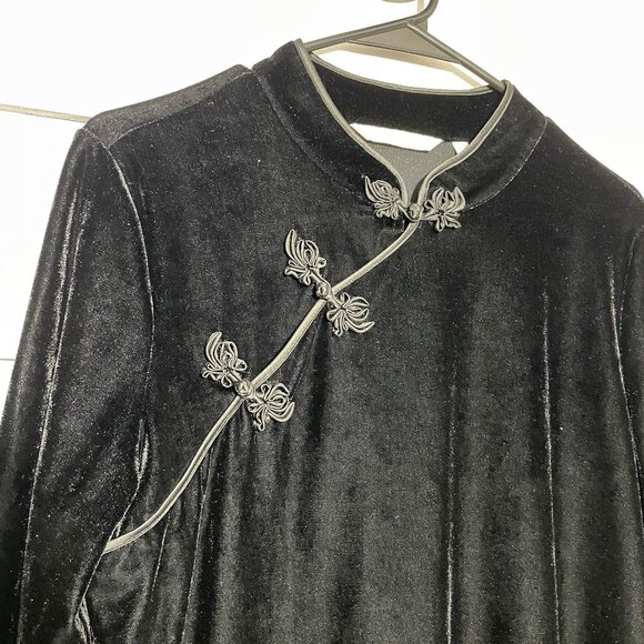 EUC Soft Surroundings Tai Velvet Tunic Top Dress Black Medium Velour Asian style - Picture 7 of 14